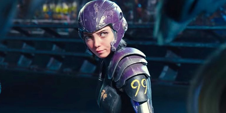 Alita wearing motorball armour in Alita: Battle Angel.