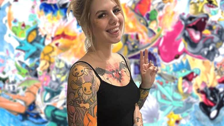Girl with Pokemon tatoos