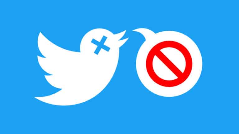 Illustration of the Twitter bird beside a prohibition symbol.