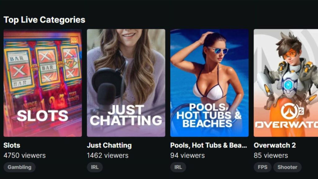 Kick.com categories