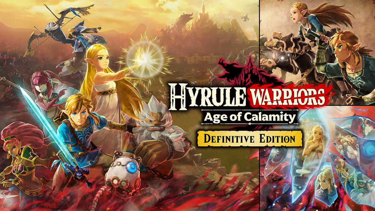 Link, Zelda and the Champions in Hyrule Warriors Age of Calamity Definitive Edition key art.