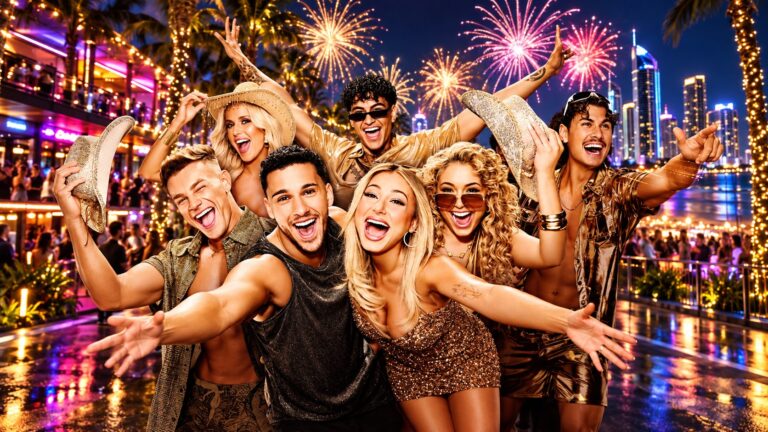 Seven Aussie Shore Season 3 cast members celebrating on the Gold Coast
