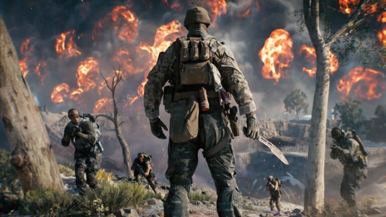 Battlefield REDSEC soldiers advance through explosions