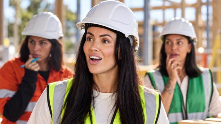 Chantel from The Block at a construction site