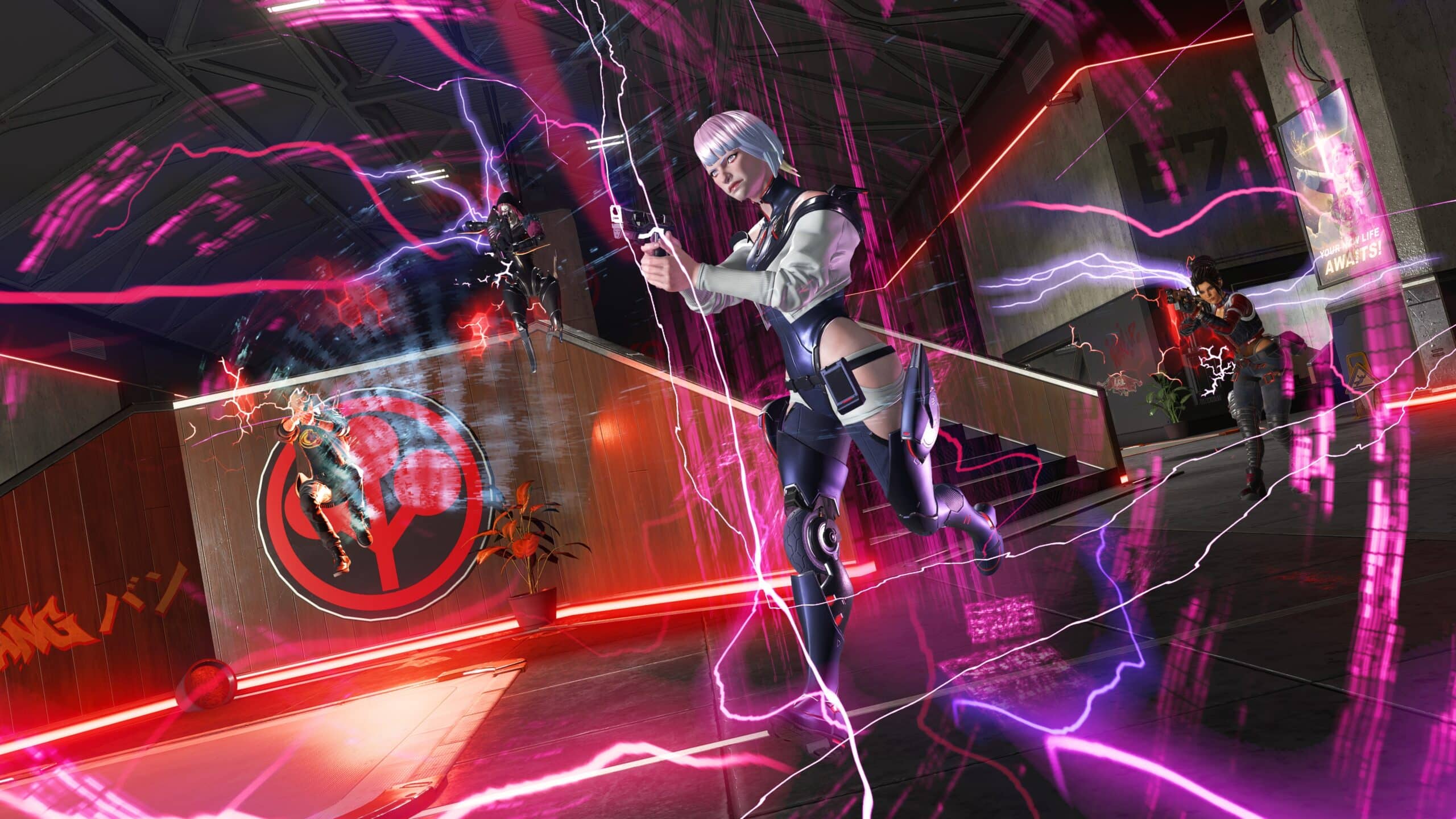 Axle as Lucy in the Apex Legends Cyberpunk event