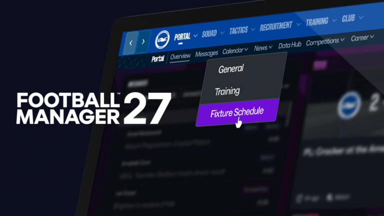 Football Manager 27 logo beside the redesigned navigation menus