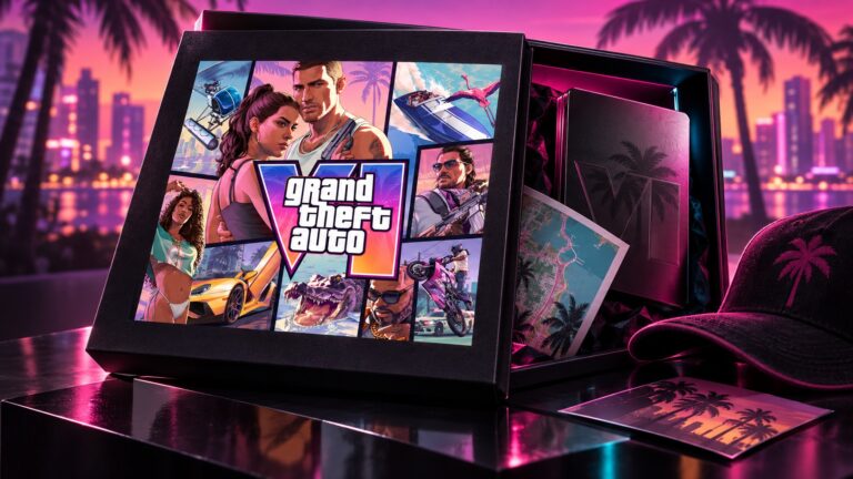 Grand Theft Auto VI collector box concept built around official Jason and Lucia artwork