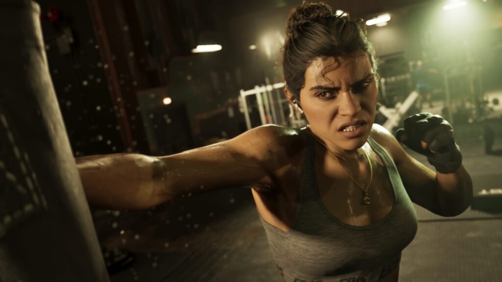 Lucia training with a punching bag in Grand Theft Auto VI