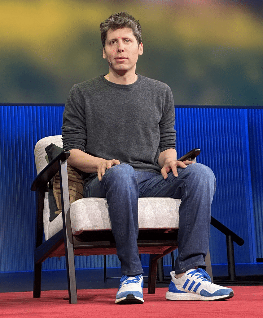 Sam Altman, Jeans, Sneakers, grey sweater