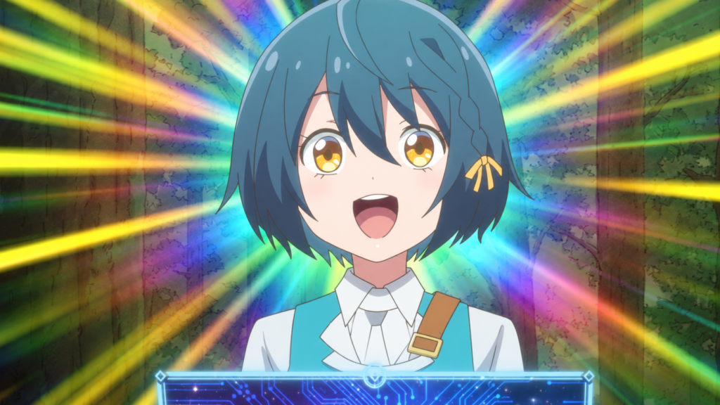 Lorna beams as her glowing SSS-Rank Internet skill activates