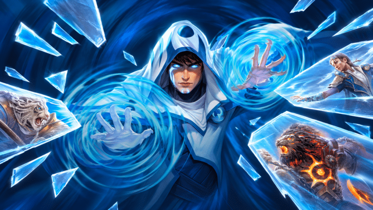 Jace surrounded by shattered reflections in Reality Fracture artwork