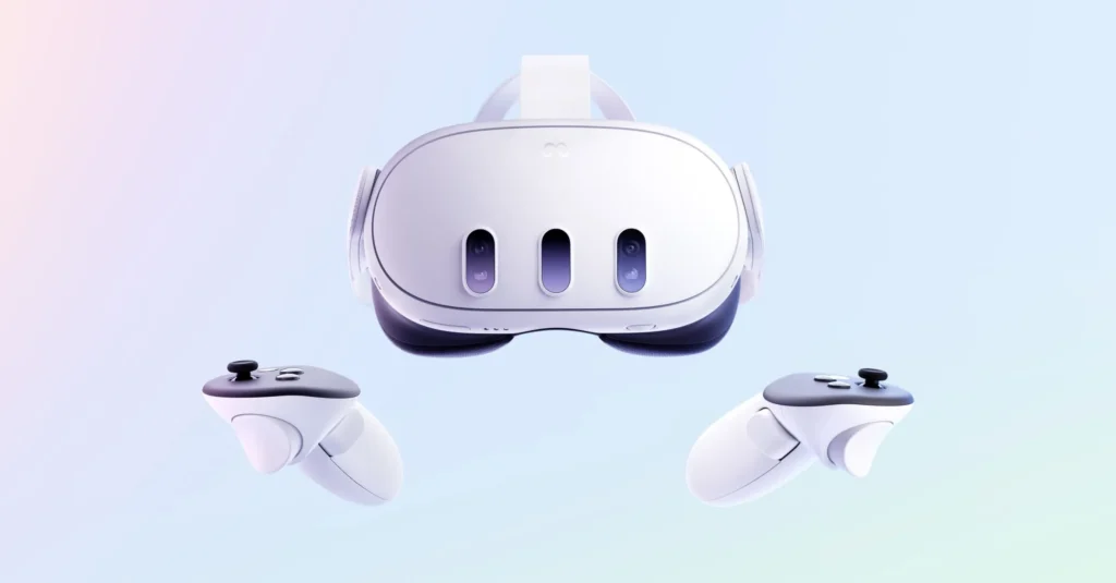 Meta Quest 3 headset and Touch Plus controllers