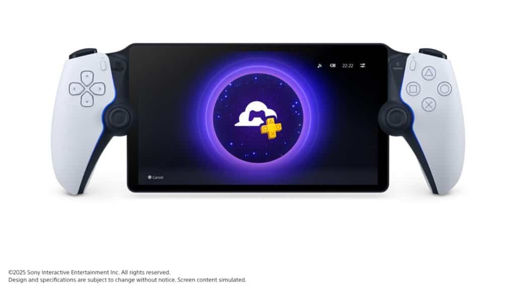 White PlayStation Portal displaying the PlayStation cloud streaming icon