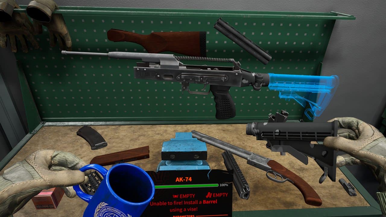 Modular firearm assembly in Into the Radius 2