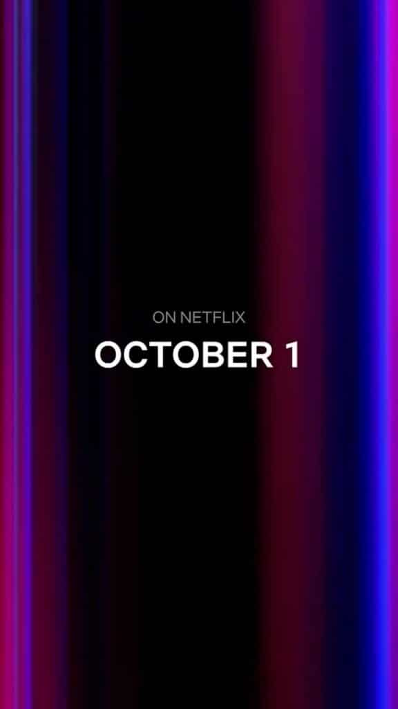 Netflix October 1 date card from Sam and Colby's announcement