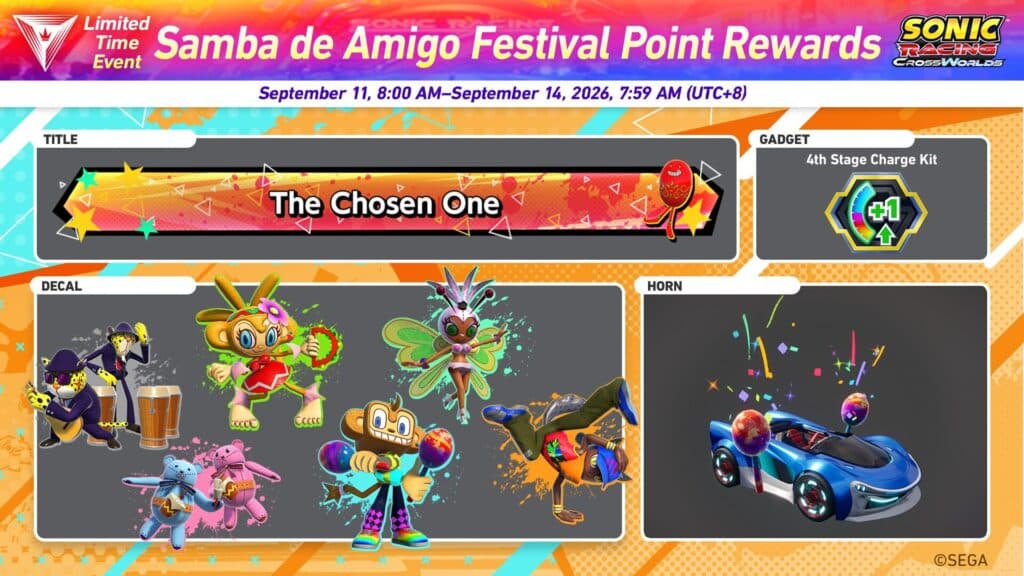 Amigo drives during the Sonic Racing: CrossWorlds Samba de Amigo festival