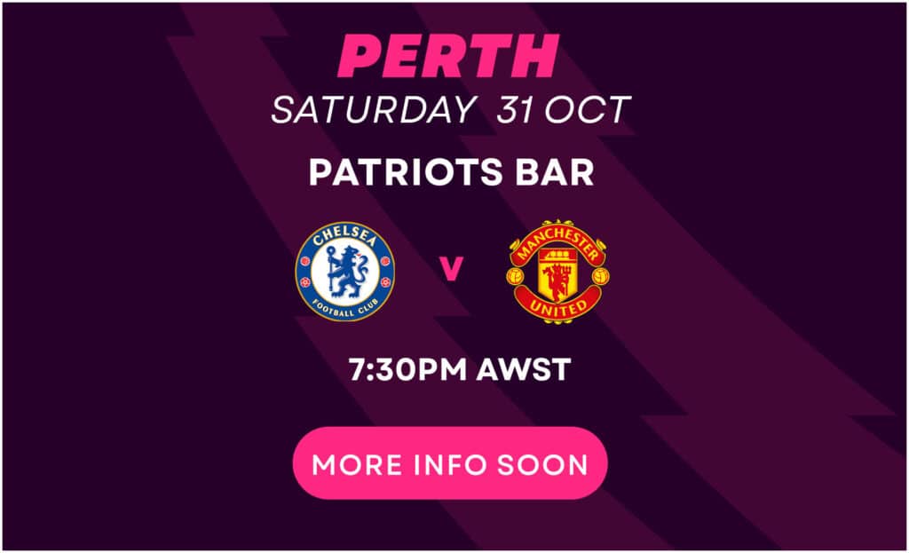 Stan Sport Perth event card for Chelsea against Manchester United on 31 October