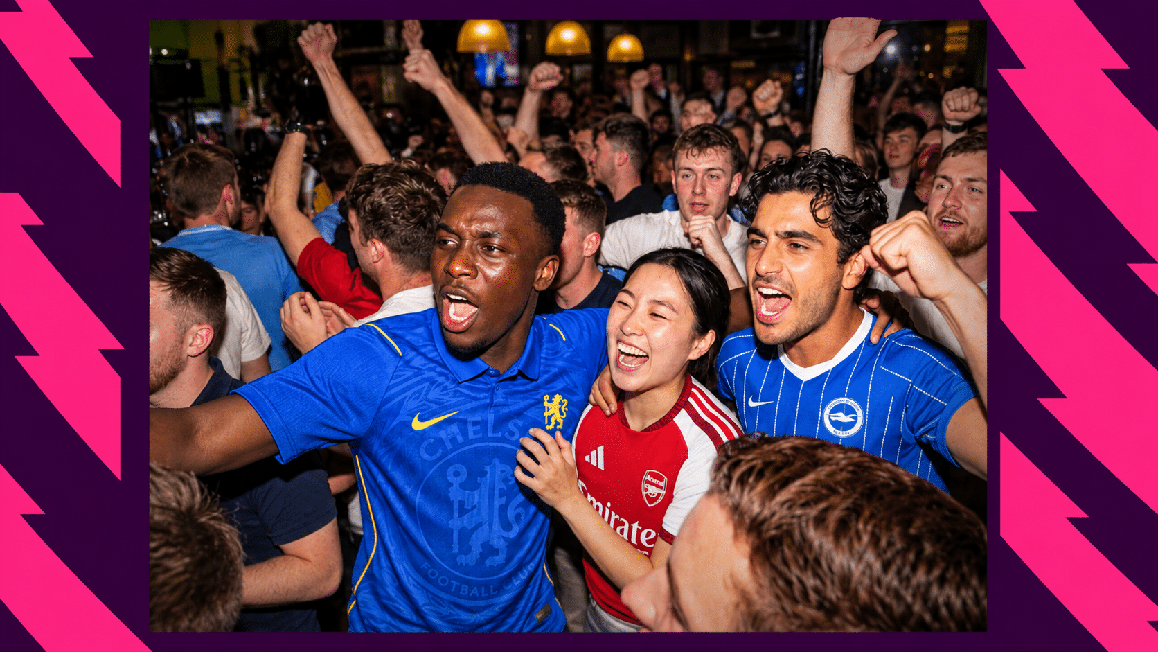 Football supporters cheer in Stan Sport's watch-party campaign image