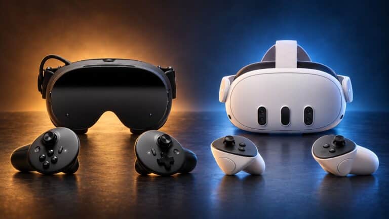 Steam Frame and Meta Quest 3 VR headsets side by side