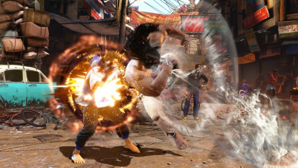 Arjun lands a powerful shoulder attack in Street Fighter 6.