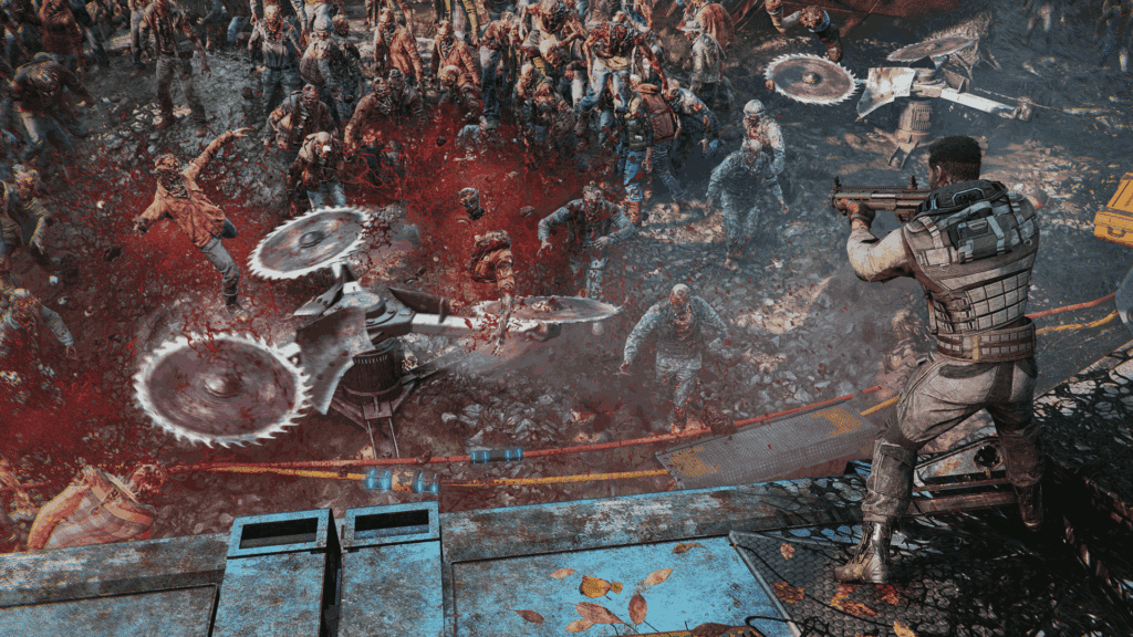A Toxic Commando squad battles infected enemies during Retrieval mode