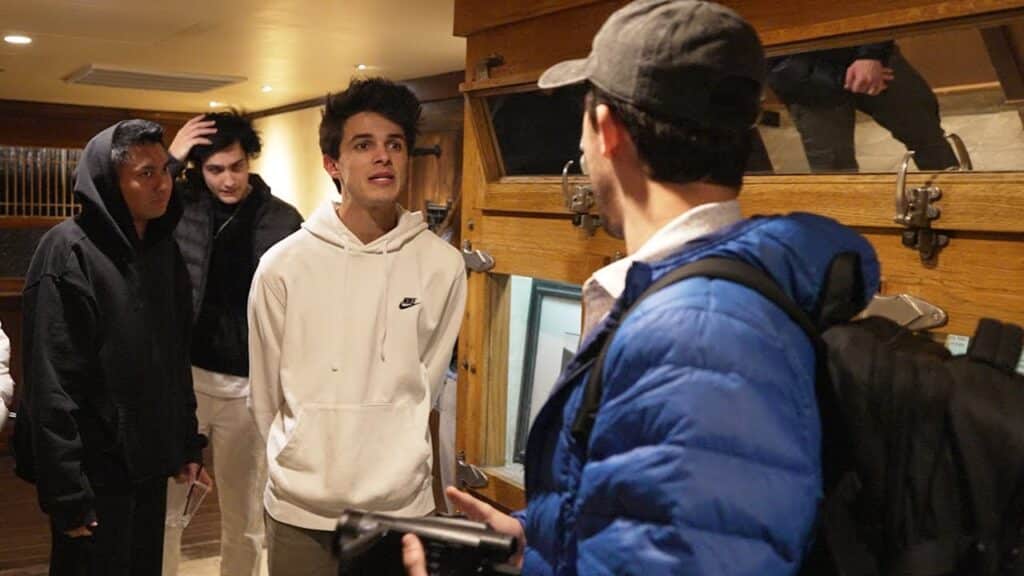 Tyler Oliveira confronting Brent Rivera and his crew at the Stanley Hotel