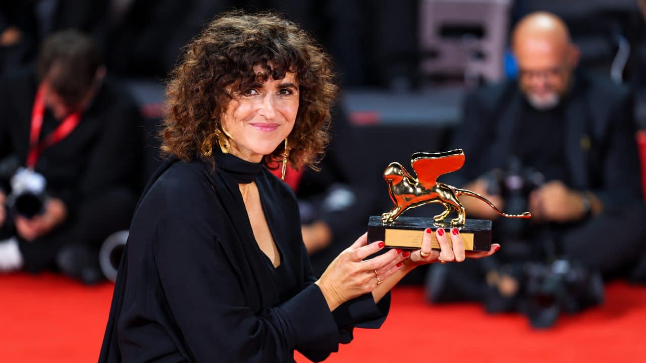 Director May el-Toukhy holds the Golden Lion at Venice.