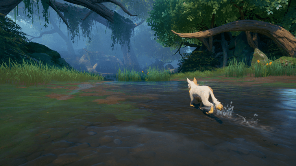 A player-created cat explores a forest territory in Warrior Cats Clans of the Forest