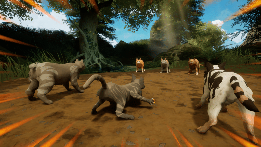 Cats face one another in turn-based combat in Warrior Cats Clans of the Forest
