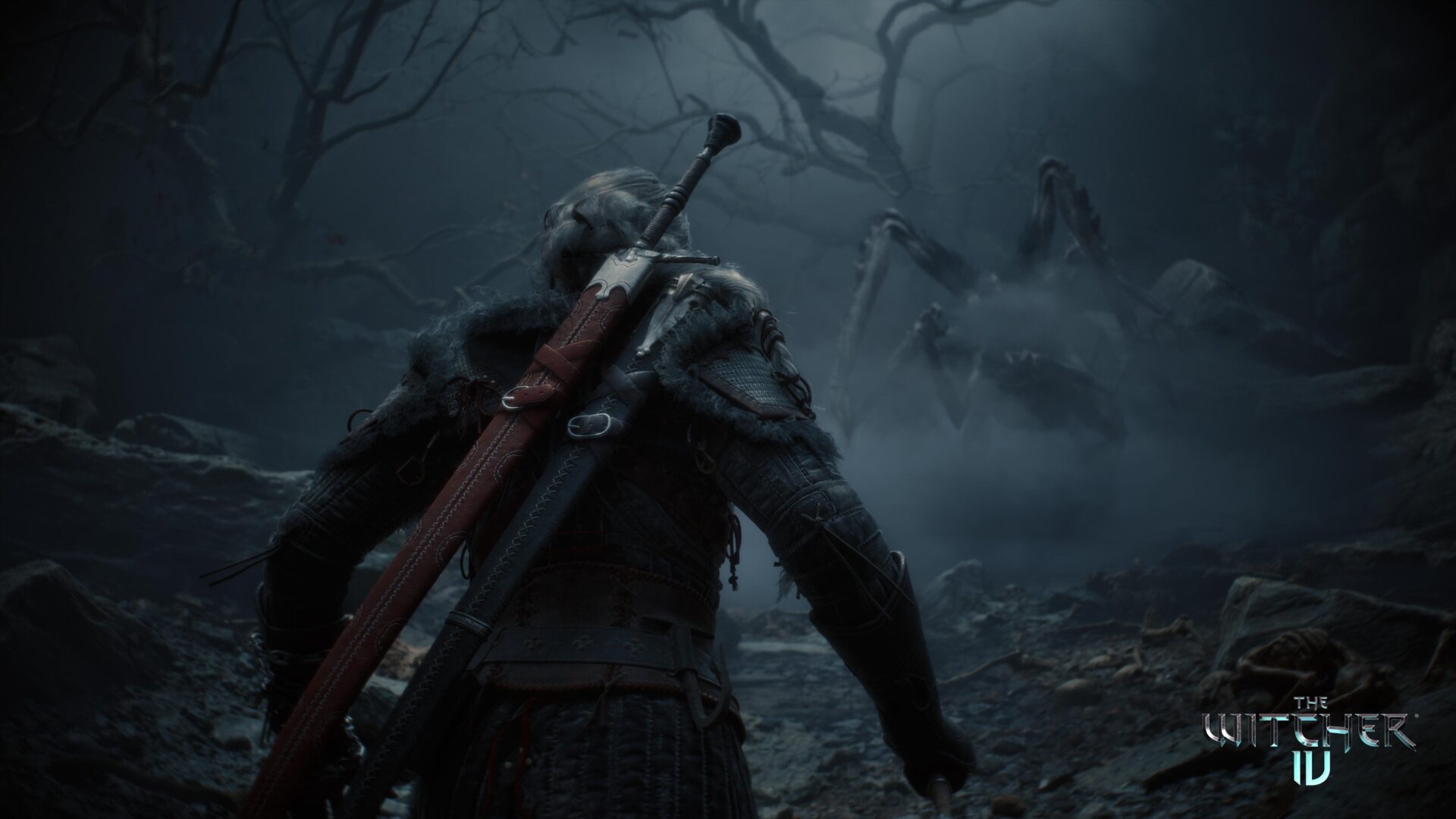 Ciri stands in a dark forest during The Witcher 4 technical presentation