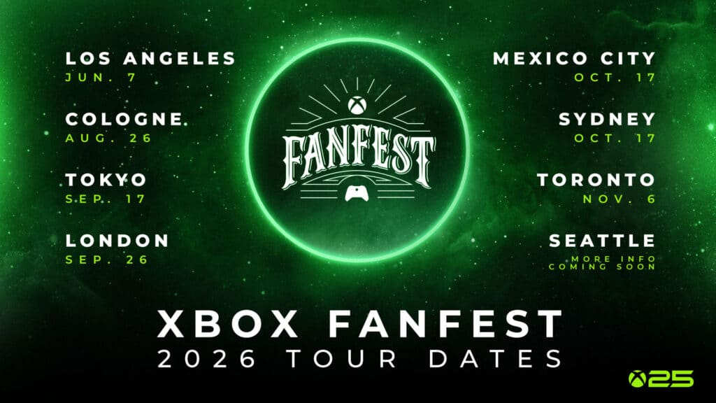 Xbox FanFest 2026 tour dates including Sydney on 17 October.