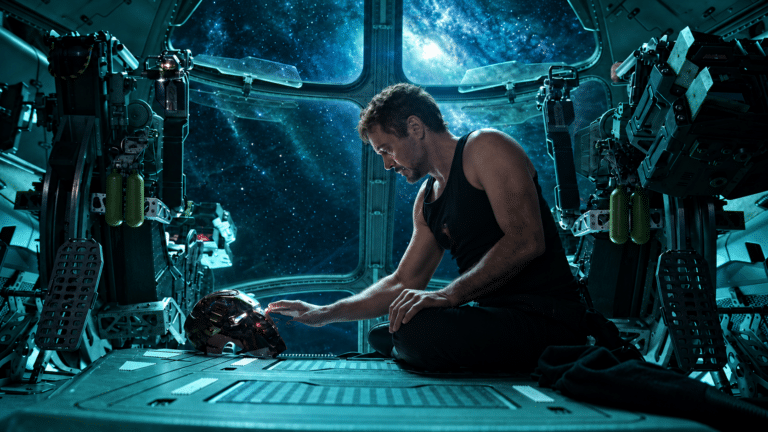 Tony Stark alone aboard the spacecraft in Avengers: Endgame