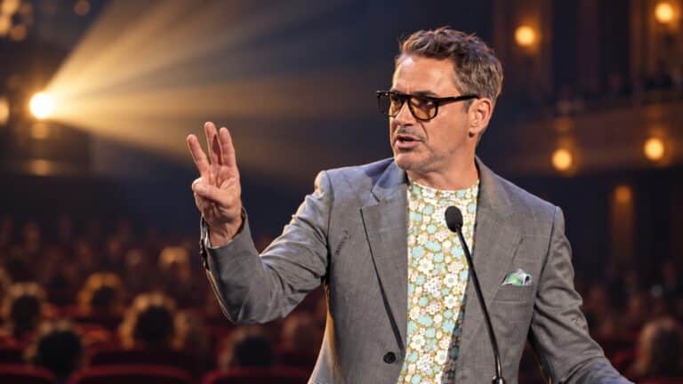 Robert Downey Jr. in a cinema auditorium for the Avengers Endgame Encore box office story