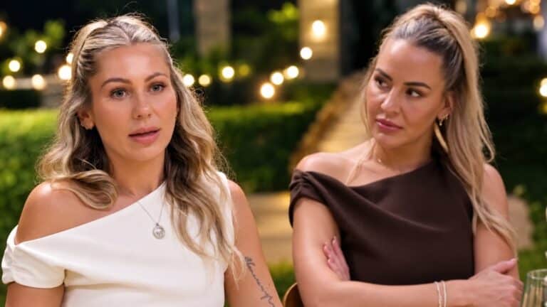 Alisha and Deanne sit at an MKR 2026 dinner table